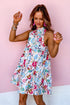 Frill Mock Neck Sleeveless Tiered Floral Dress